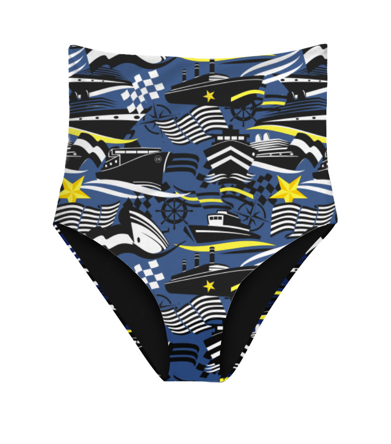 ZEYBRA - HIGH WAIST BRIEFS WOMAN REVERSIBLE NAUTIC BLUE