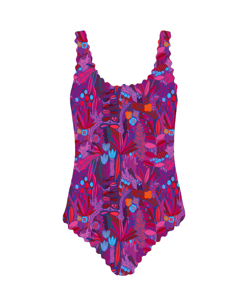 ZEYBRA - ONE PIECE SWIMSUIT GIRL BOTANIC FUXIA