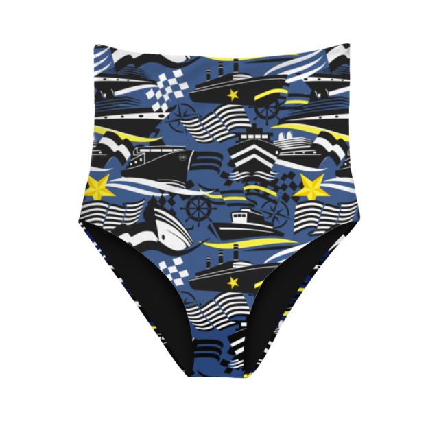 ZEYBRA - HIGH WAIST BRIEFS WOMAN REVERSIBLE NAUTIC BLUE