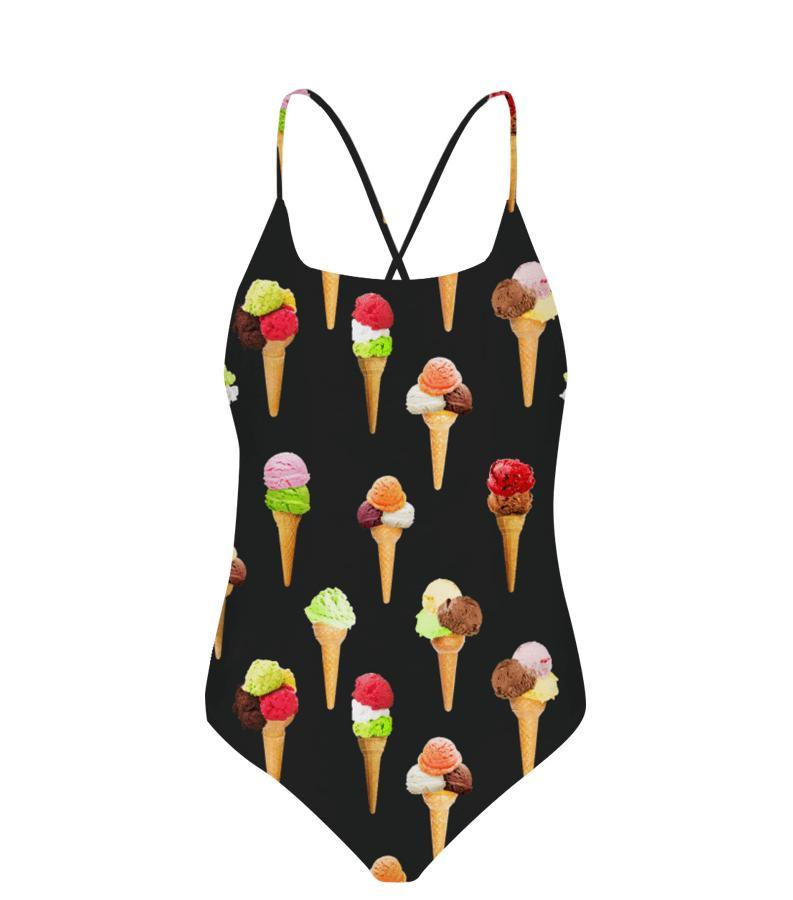 ZEYBRA - ONE PIECE SWIMSUIT GIRL ICE CREAM BLACK